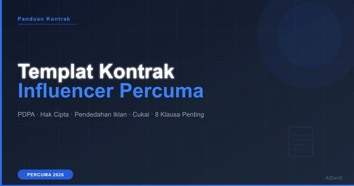 Templat Kontrak Pengiklanan Influencer Percuma 2026: 8 Klausa Penting Yang Wajib Ada