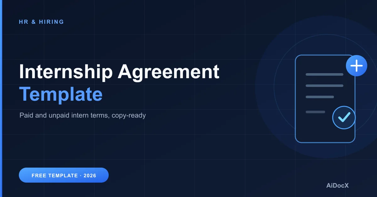 Internship Agreement Template (2026): Paid & Unpaid Interns