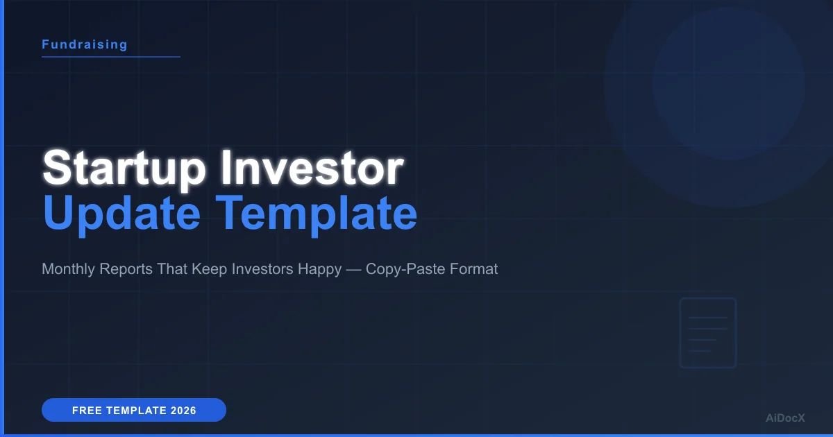 Startup Investor Update Template: Monthly Reports That Keep Investors Happy (2026)