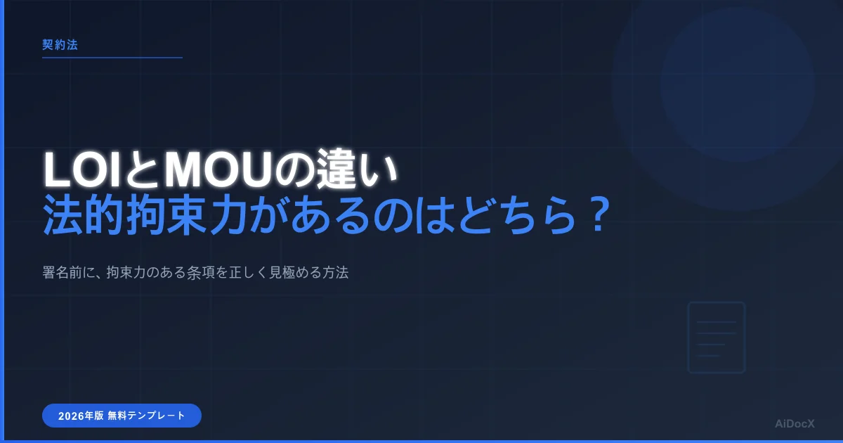 意向書(LOI)とMOUの違い:2026年の法的拘束力を正しく見極める