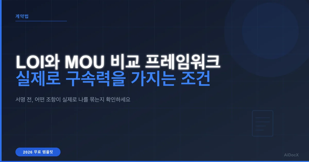 LOI와 MOU: 2026년 기준 법적 구속력은?