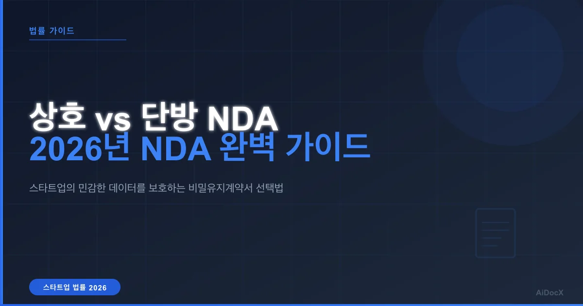 상호 NDA와 단방 NDA: 2026년 스타트업 최적 선택 가이드
