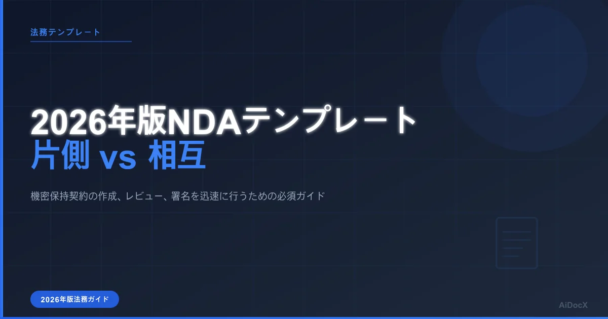 2026年版NDA&機密保持契約テンプレート:種類、必須条項、署名までの手順