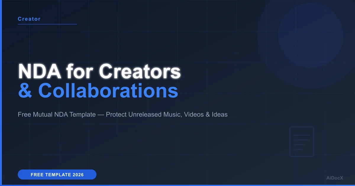 NDA untuk Kreator & Kolaborasi (2026): Template Gratis untuk Musik, Video & Ide yang Belum Rilis