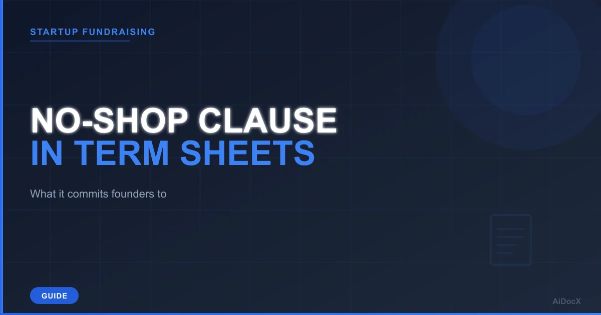 No-Shop Clause in a Term Sheet, Explained (2026): What It Commits Founders To