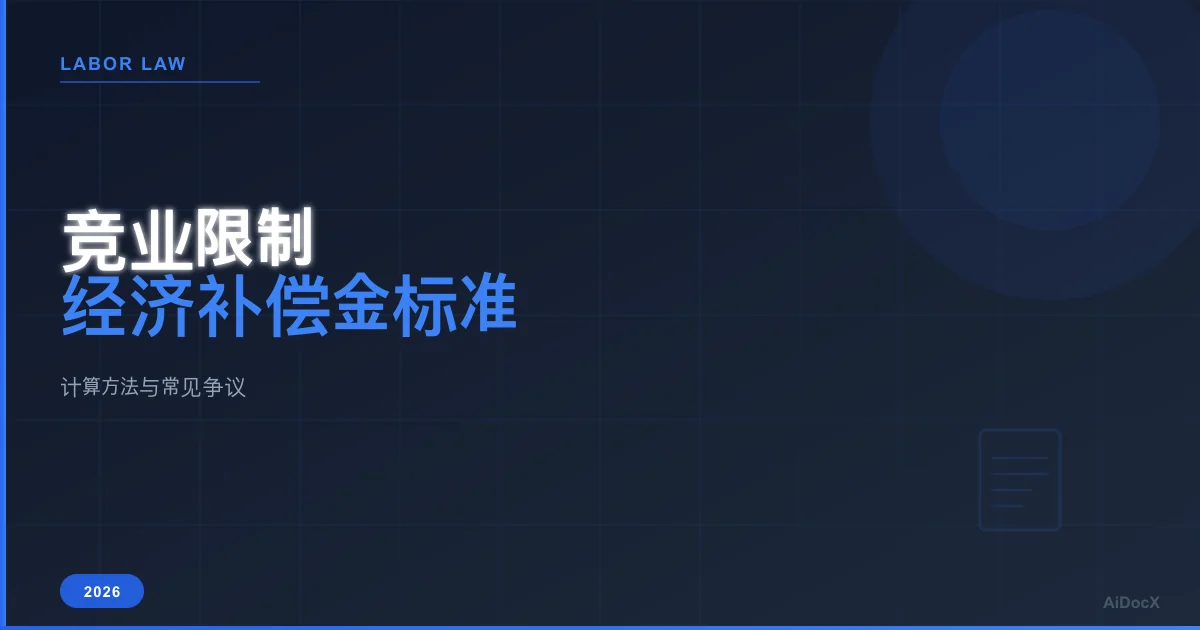 竞业限制经济补偿金标准2026:计算方法与常见争议
