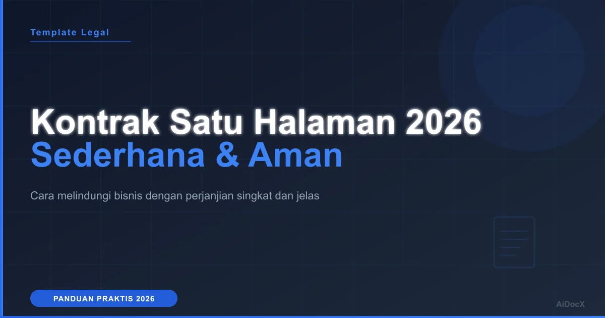 Template Kontrak Satu Halaman 2026: Transaksi Sederhana yang Aman