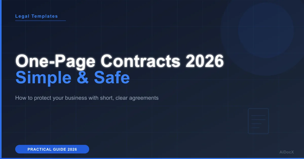 One-Page Contract Template 2026: Simple Deals Made Safe