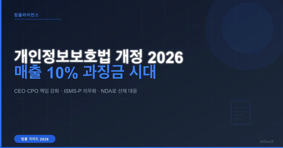 개인정보보호법 개정 2026: 매출 10% 과징금 시대, NDA로 선제 대응하는 법