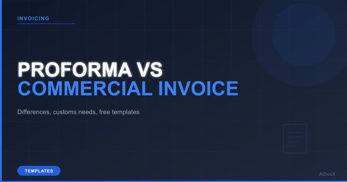 Proforma Invoice vs Commercial Invoice (2026): Differences, Customs Requirements and Free Templates