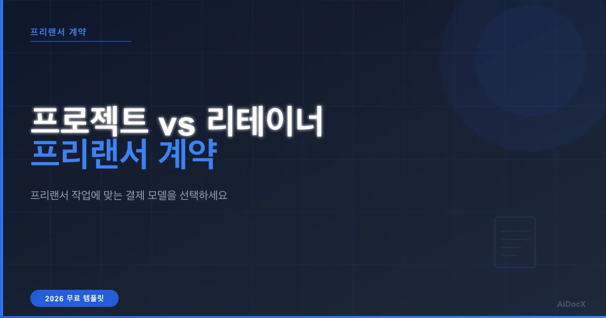 2026년 프리랜서 프로젝트 계약 vs 리테이너 계약