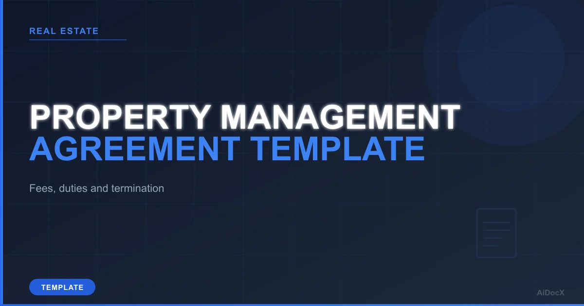 Property Management Agreement Template (2026): Fees, Duties, Maintenance Authority and Termination