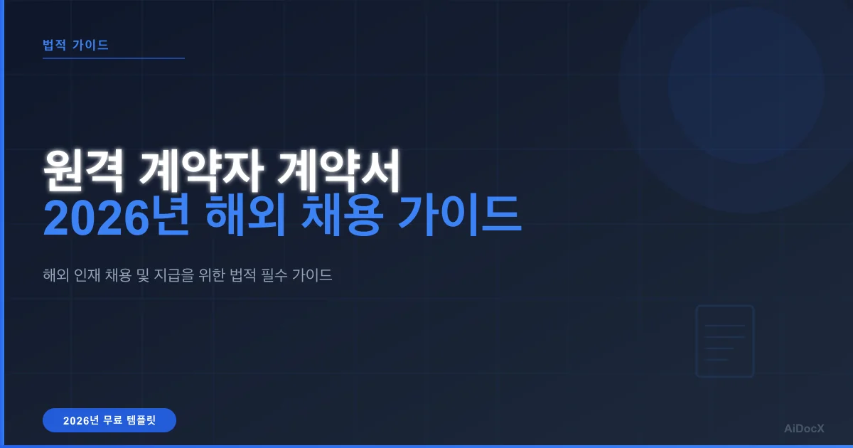 2026년 원격 계약자 계약서 템플릿: 해외 인력 채용 및 지급의 법적 리스크 관리 가이드