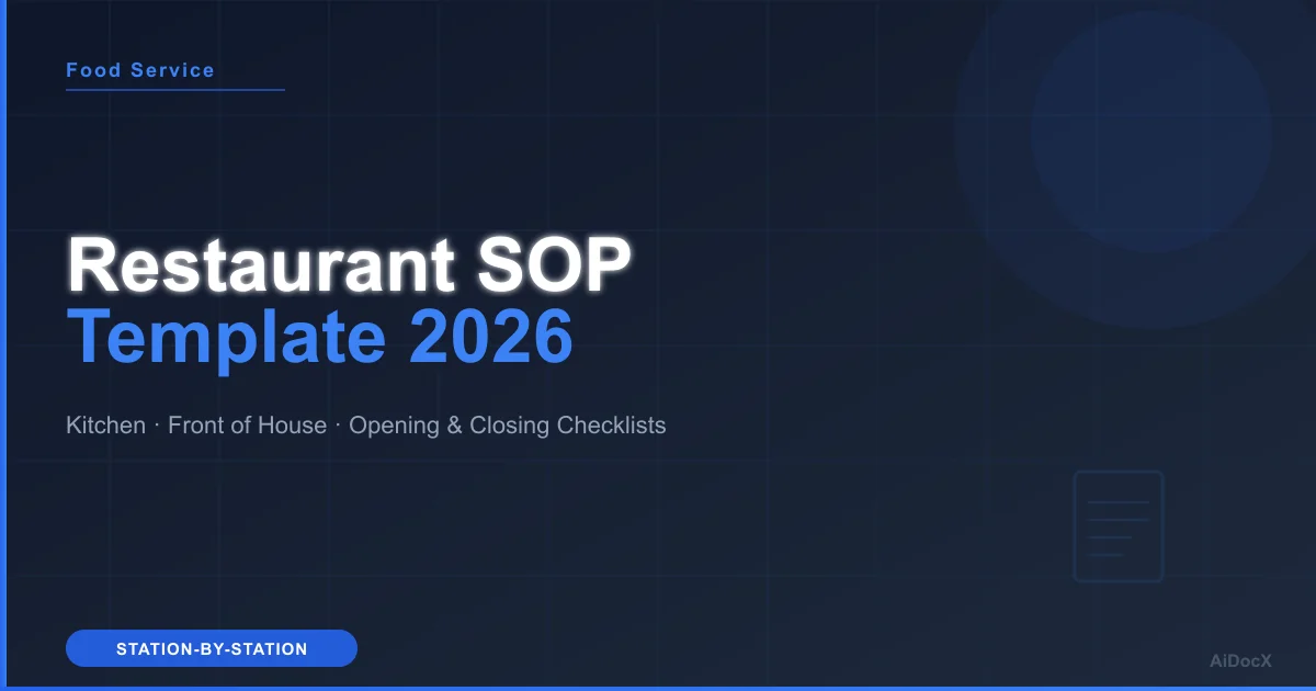 Restaurant SOP Template (2026): Kitchen, Front of House, Opening & Closing Procedures
