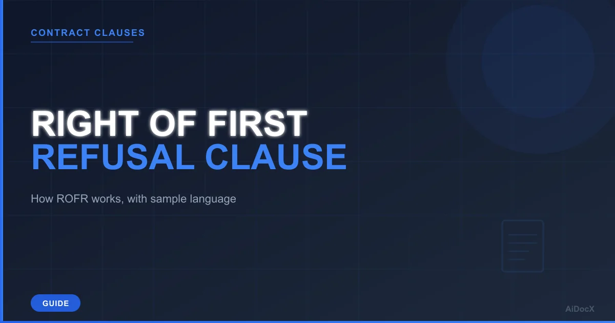 Right of First Refusal (ROFR) Clause Explained (2026): Real Estate, M&A and Startup Shareholder Agreements