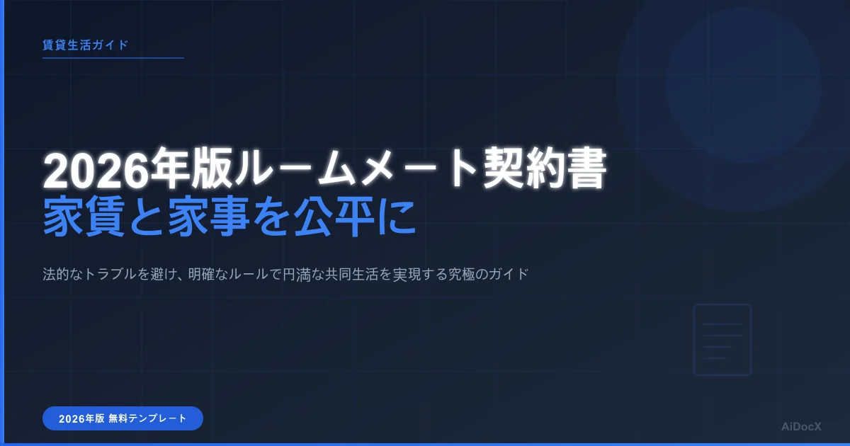 2026年版ルームメート契約書テンプレート:家賃、家事、ルールを共有して友情を保つ