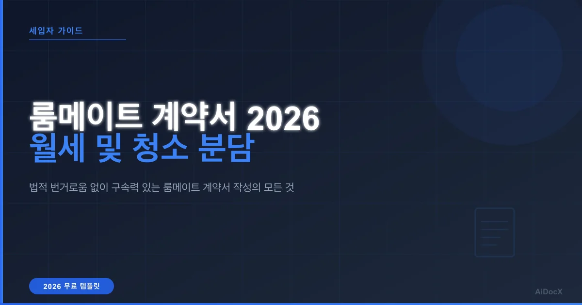 룸메이트 계약서 템플릿 2026: 월세, 청소 및 규칙