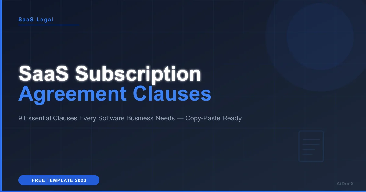 SaaS Subscription Agreement: 9 Essential Clauses Every Software Business Needs (2026)