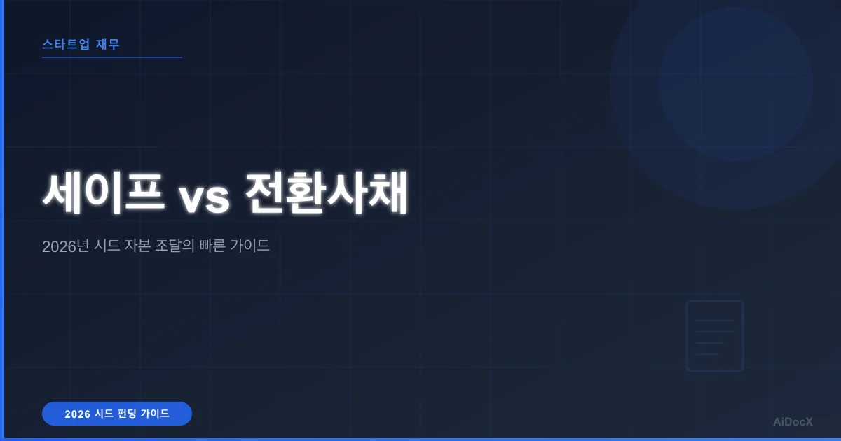 세이프(SAFE)와 전환사채 비교: 2026년 시드 라운드 가이드