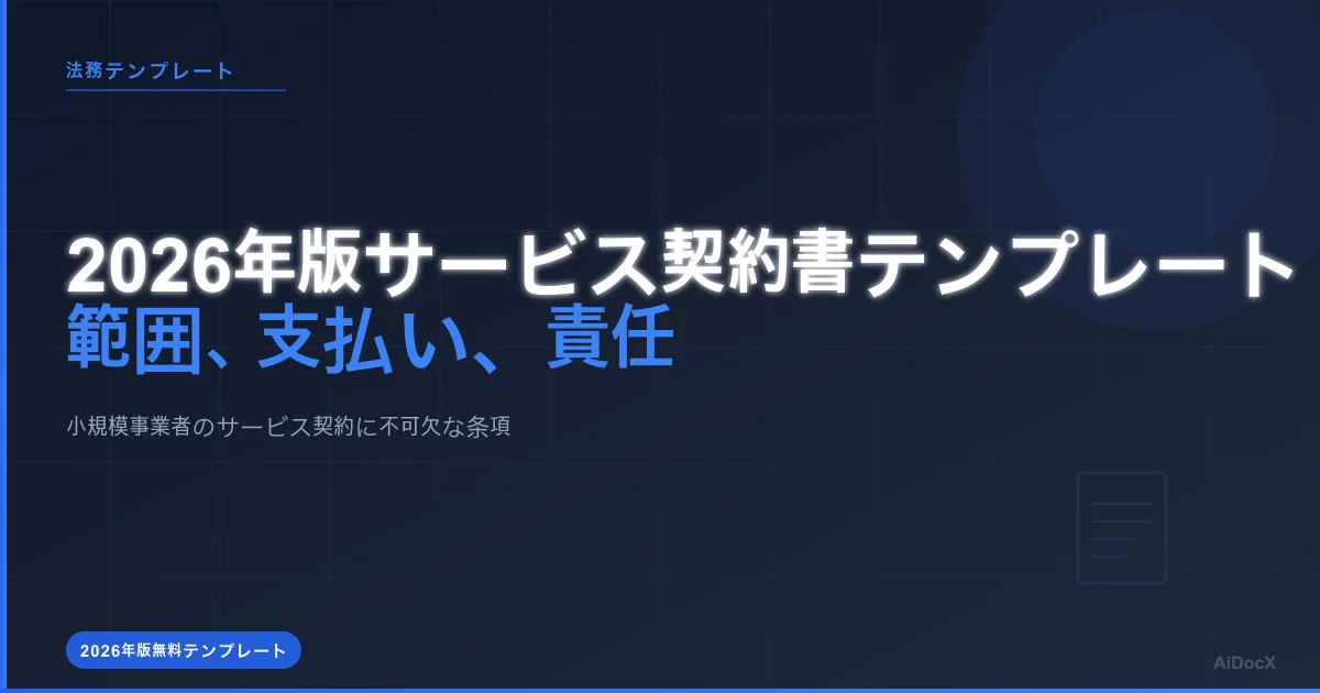 2026年版サービス契約書テンプレート:範囲、支払い、責任
