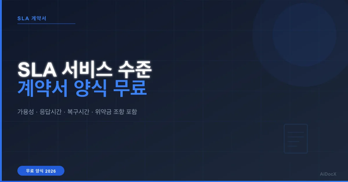 SLA(서비스 수준 계약서) 양식 무료 (2026): SaaS·IT 서비스 핵심 조항