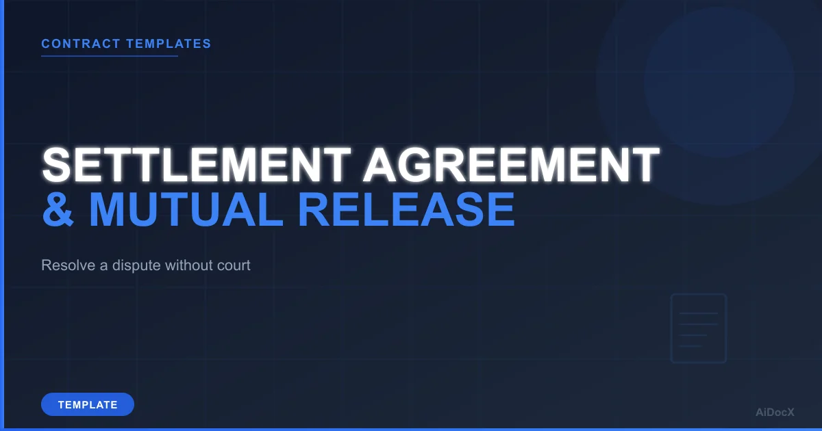 Settlement Agreement Template (2026): Mutual Release, Terms & Signatures