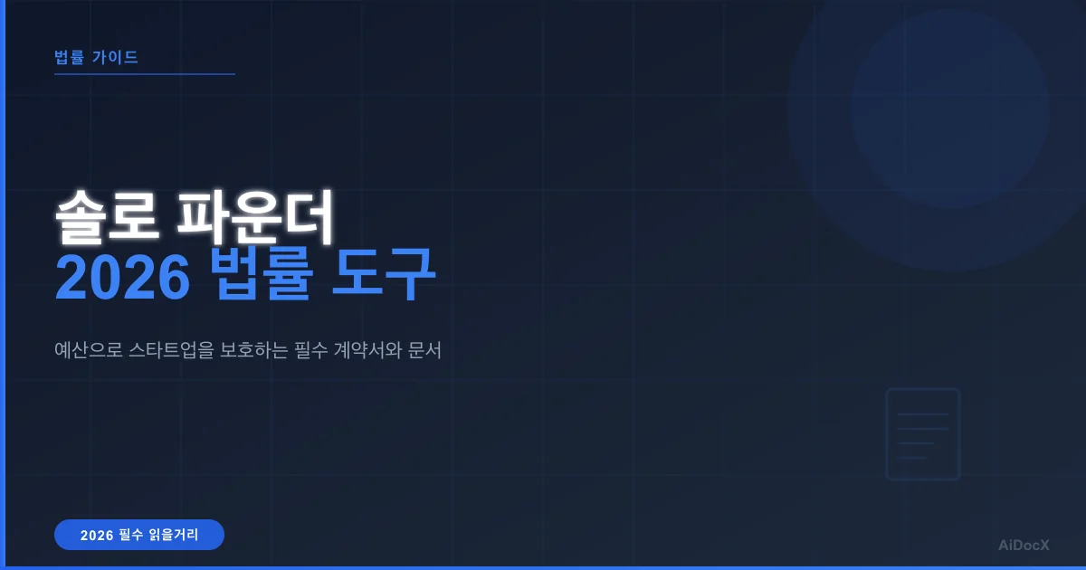 솔로 파운더를 위한 필수 법률 도구: 2026년 핵심 문서 가이드