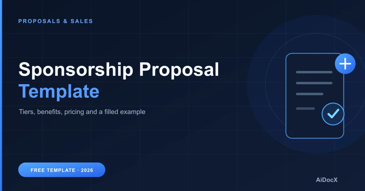 Sponsorship Proposal Template (2026): Tiers, Benefits, Example