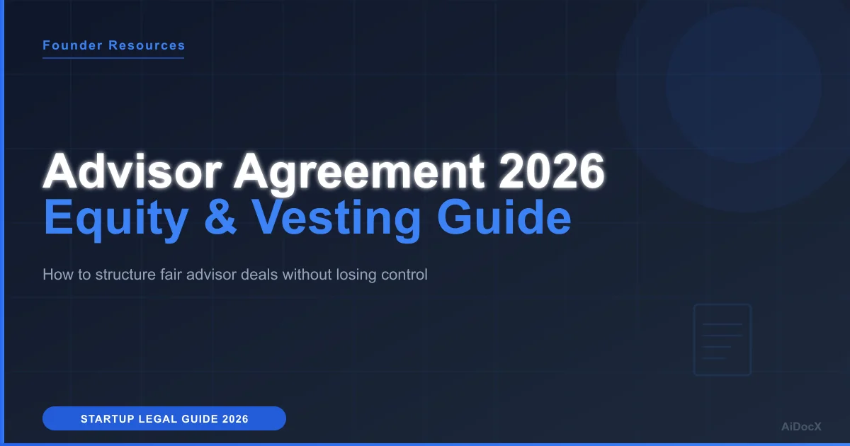 Startup Advisor Agreement 2026: Equity, Vesting & Scope