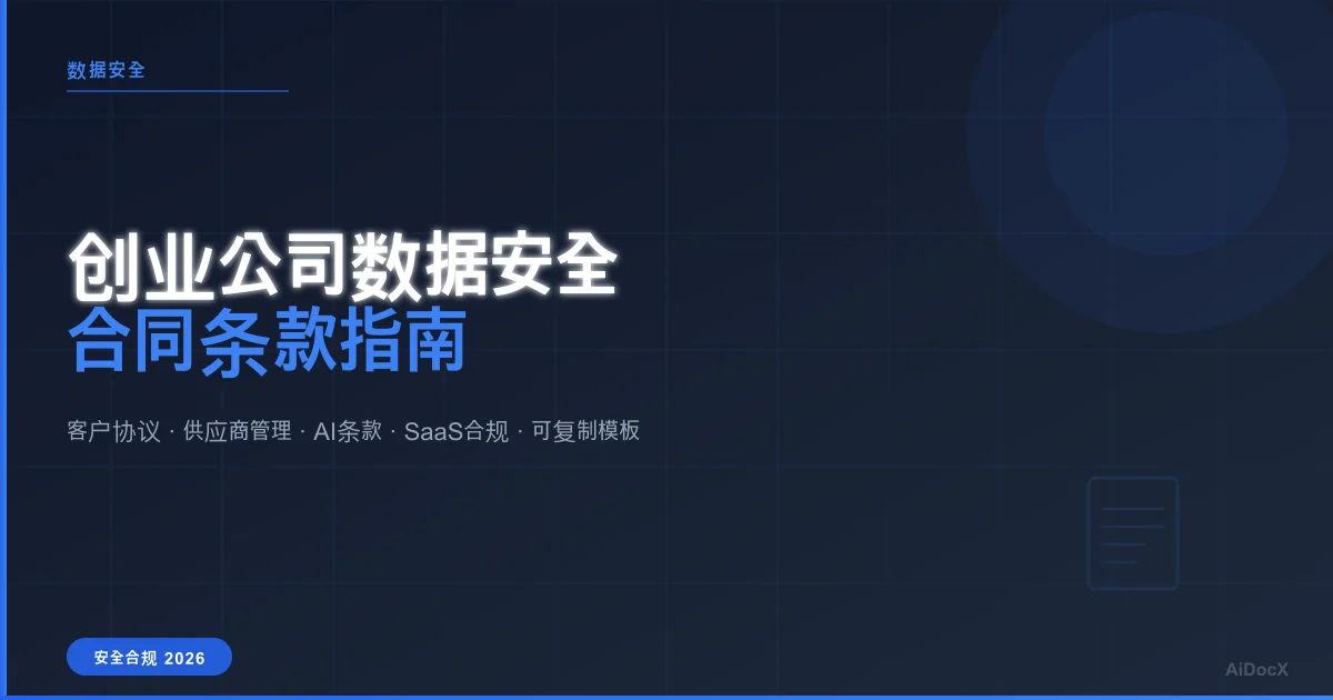 创业公司数据安全合同条款指南：从客户协议到供应商管理