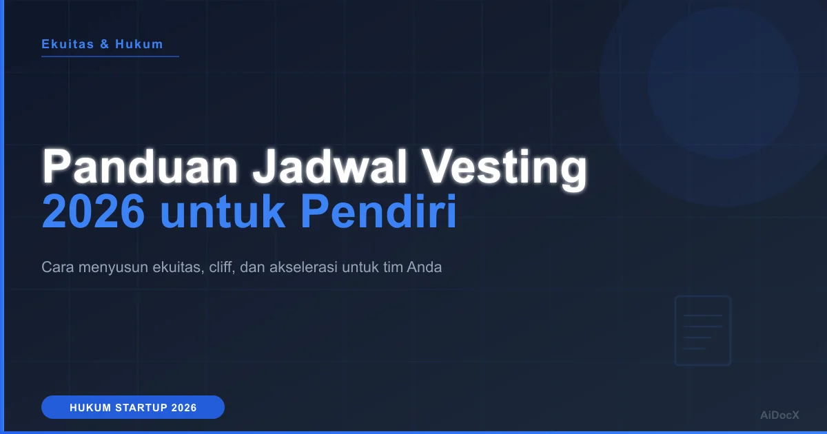 Penjelasan Vesting Pendiri & Karyawan: Cliff 4 Tahun, Akselerasi, dan Panduan 2026