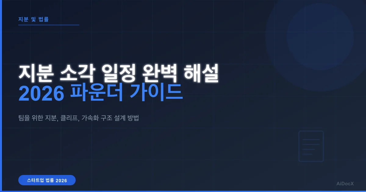 파운더 및 직원 지분 소각(Vesting) 일정: 4년 클리프와 가속화 해설 2026