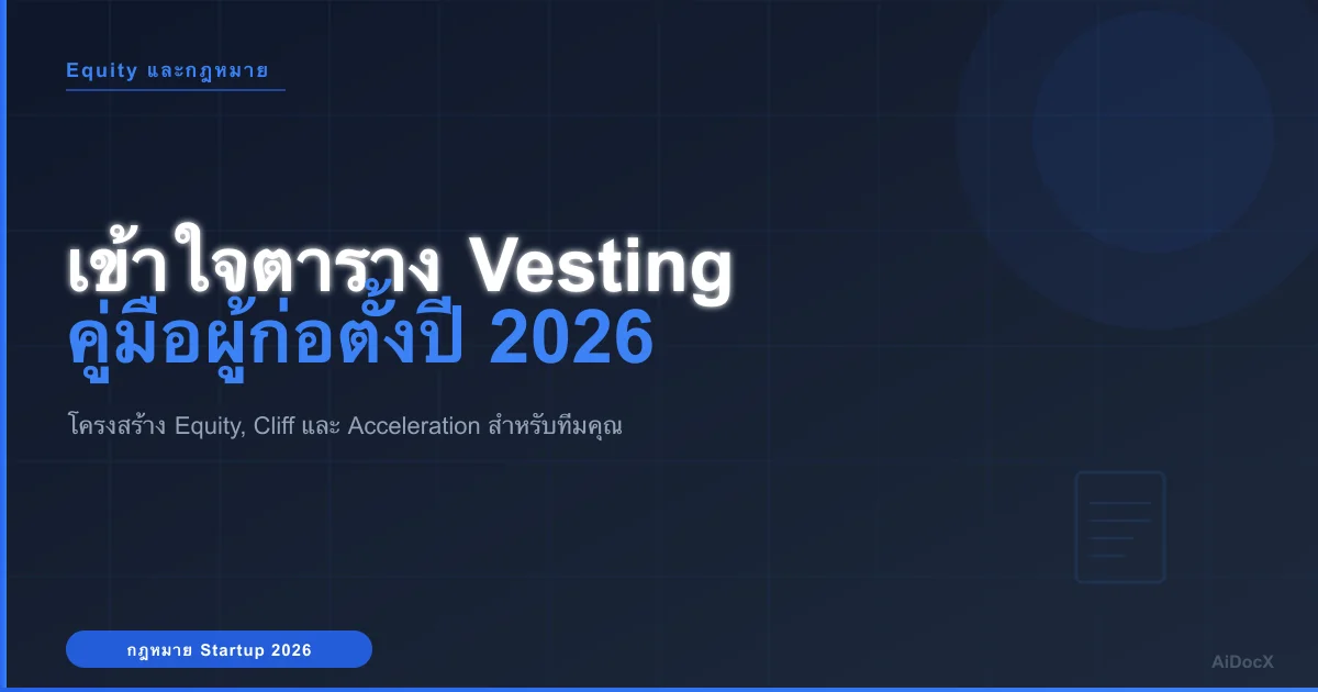 คำอธิบายตารางการเวนเจอร์ (Vesting) สำหรับผู้ก่อตั้งและพนักงาน: ระยะเวลา 4 ปีและบทเร่งรัด