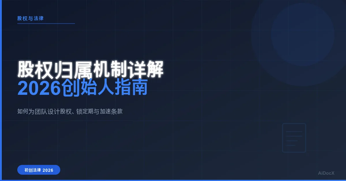 创始人及员工股权归属:2026年详解4年锁定期、加速条款与反向归属