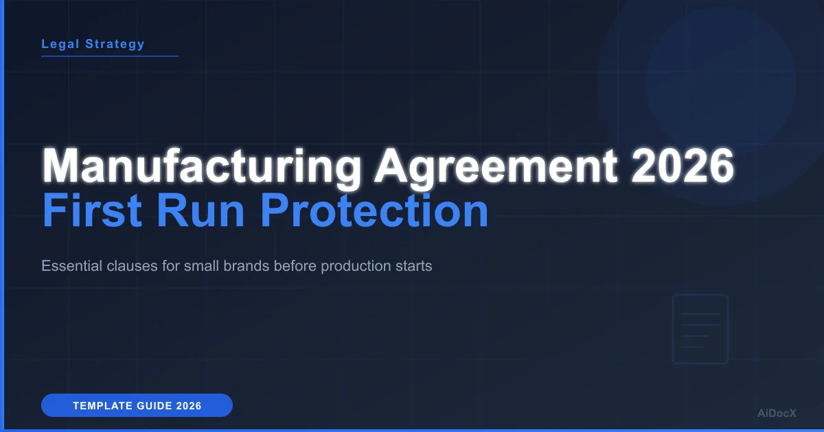 Supply & Manufacturing Agreement Template 2026: Protect Your First Run