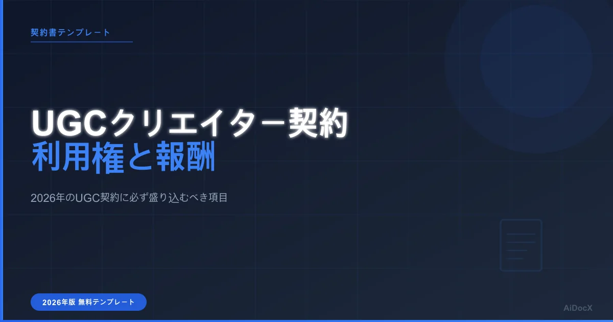 UGCクリエイター契約書テンプレート:利用権、独占利用、支払い条件(2026年版)