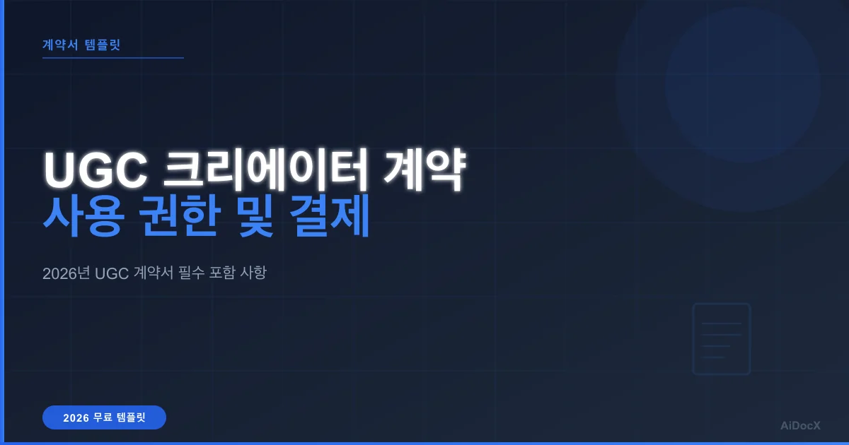 UGC 크리에이터 계약서 템플릿: 사용 권한, 독점권 및 결제 (2026)