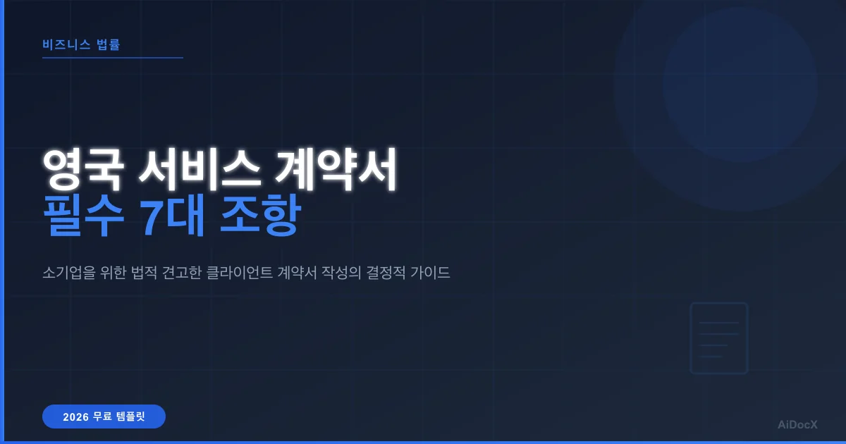 UK 서비스 계약서 템플릿: 2026년 보호를 위한 필수 조항