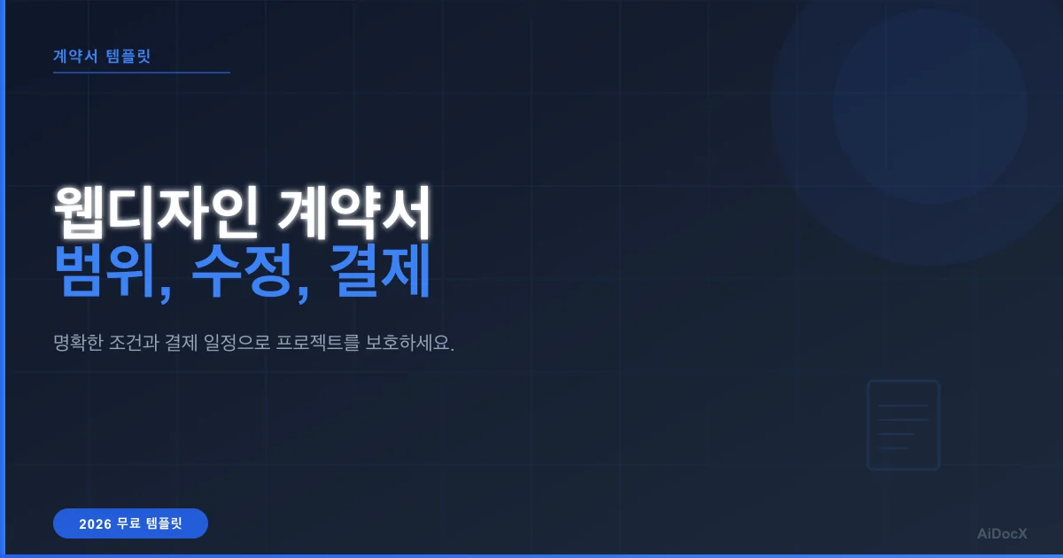 웹 디자인 계약서 템플릿: 작업 범위, 수정 횟수, 결제 조건 (2026)