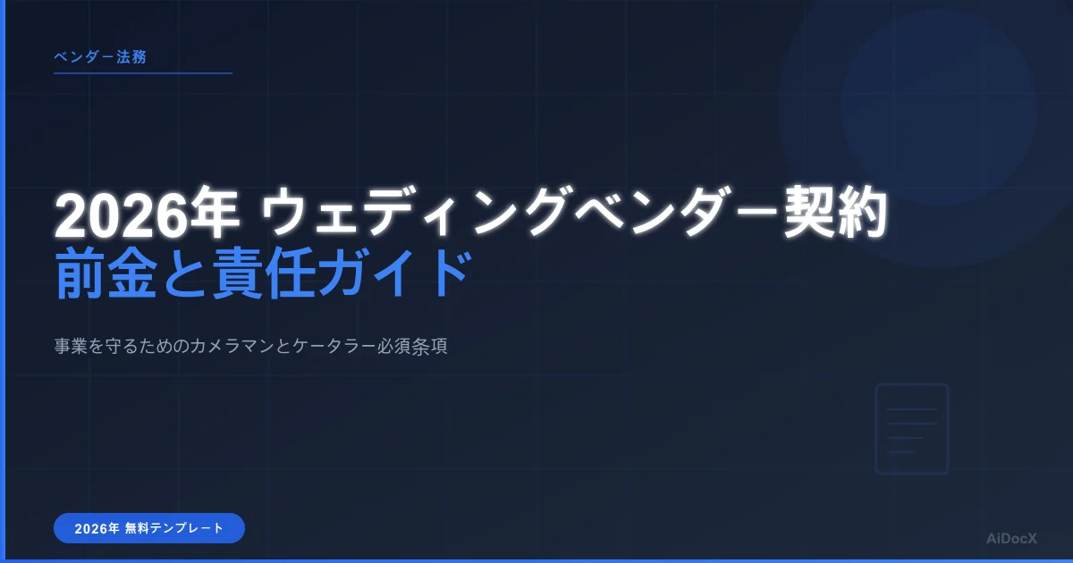 ウェディングベンダー契約書テンプレート:2026年向け前金と責任制限