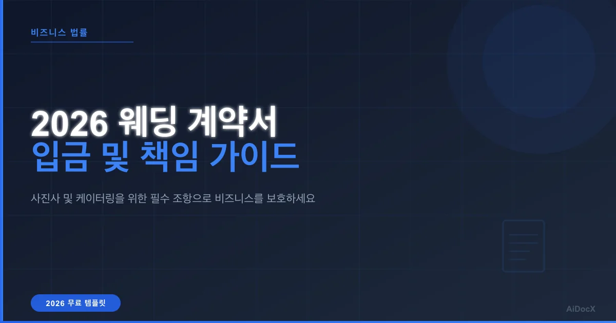 웨딩 비즈니스 계약서 템플릿: 2026년 입금 및 책임 한도 가이드