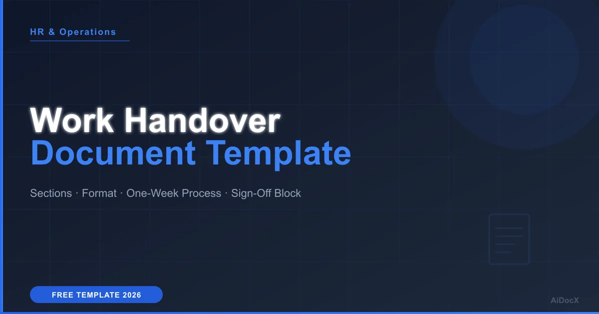Work Handover Document Template (2026): Sections, Format & Example