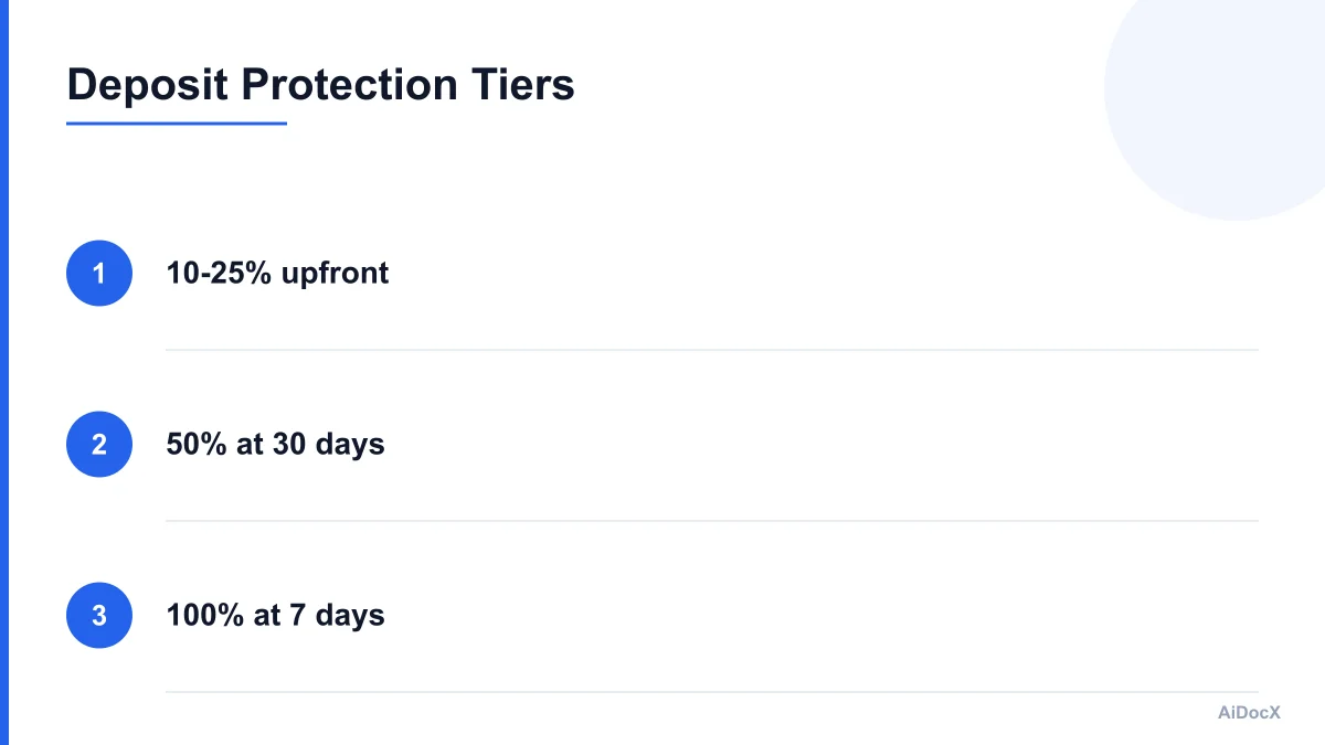 Infographic showing deposit structure and cancellation tiers