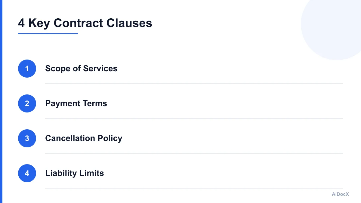 Checklist of key contract clauses