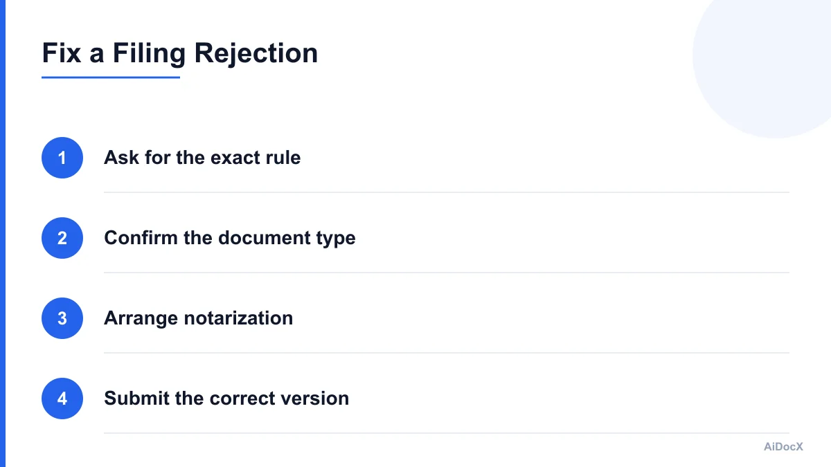 Step-by-step checklist for resolving a notarization request
