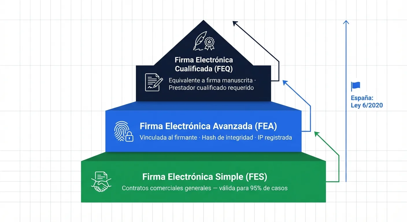 Los tres niveles de firma electrónica bajo eIDAS 2.0: Simple, Avanzada y Cualificada