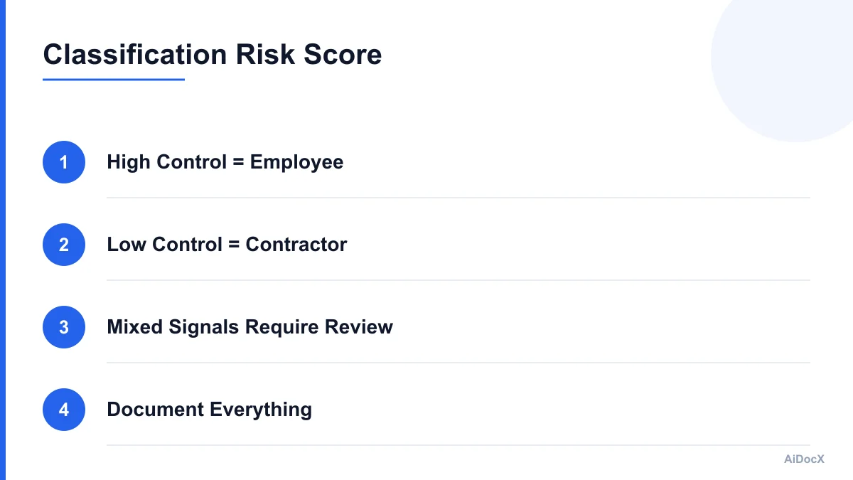 Checklist graphic for worker classification assessment