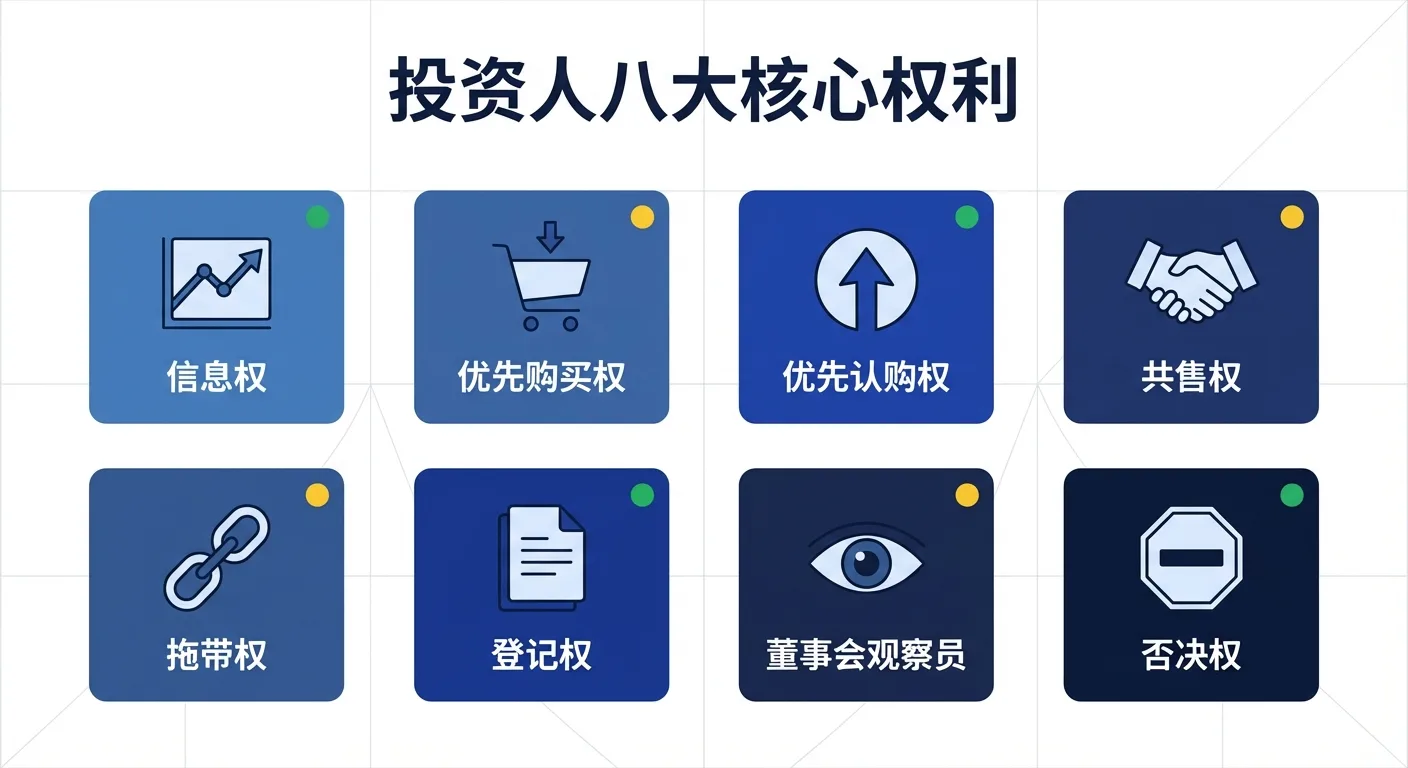 投资人八大核心权利: 信息权、优先购买权、共售权、否决权等