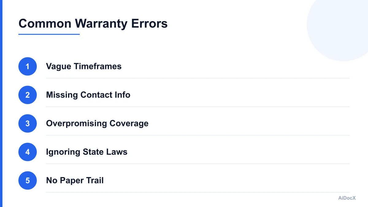 Checklist of common warranty agreement errors to avoid