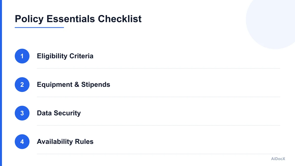 Checklist of essential remote work policy sections